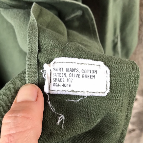 VTG 1965 Military Issue OD Green Men's Shirt 14 1/2x33 - Picture 7 of 8